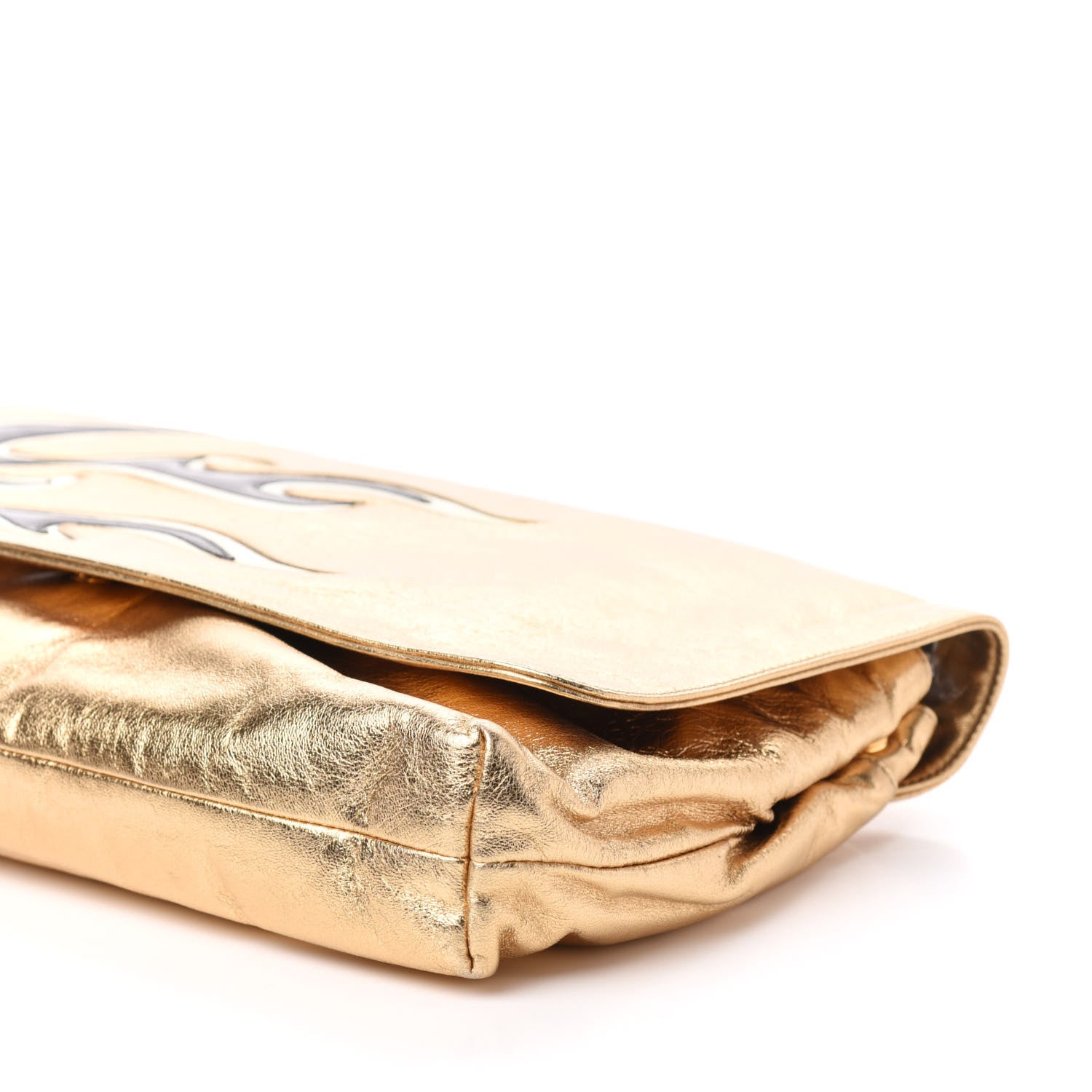 Prada Nappa Flame Flap Clutch Platino 9 of 9