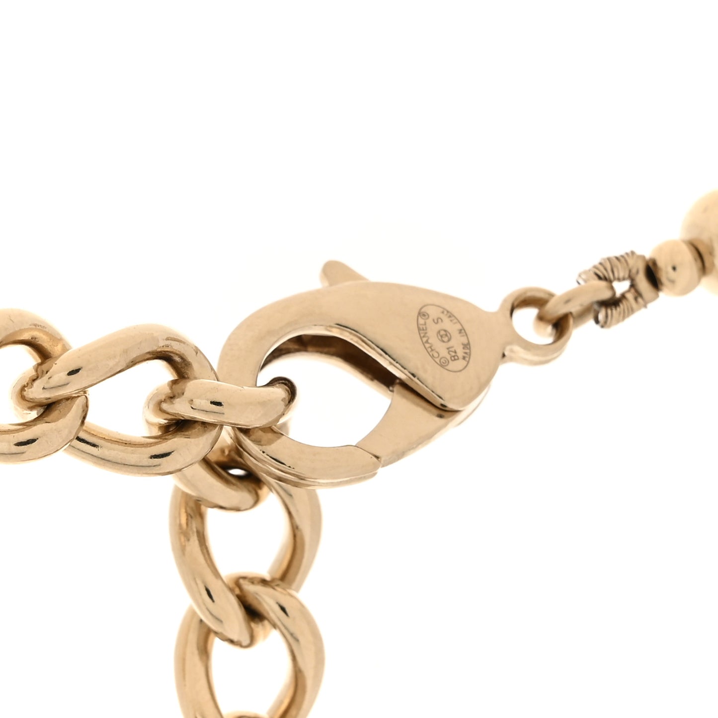 Metal Bead CC Necklace Gold