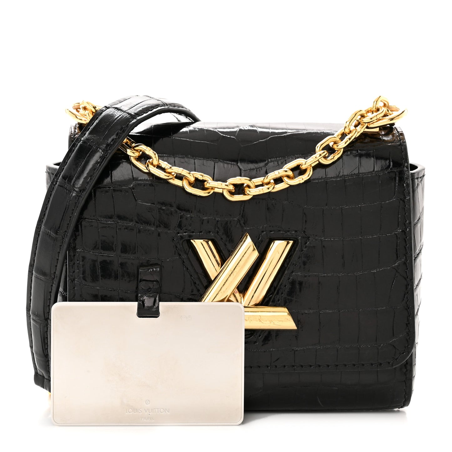 Crocodile Twist Mini Shoulder Bag Black