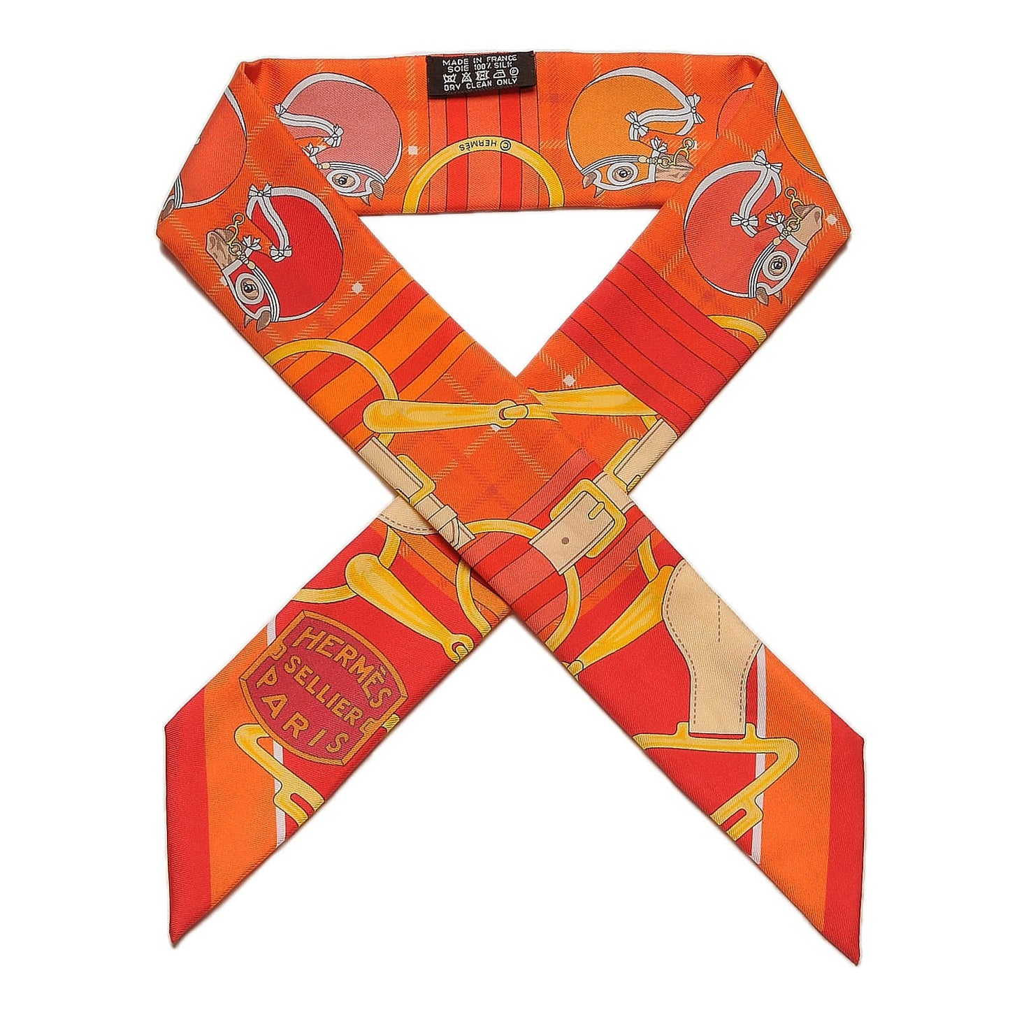 Silk Tatersale Twilly Rouge Orange Jaune D'Or
