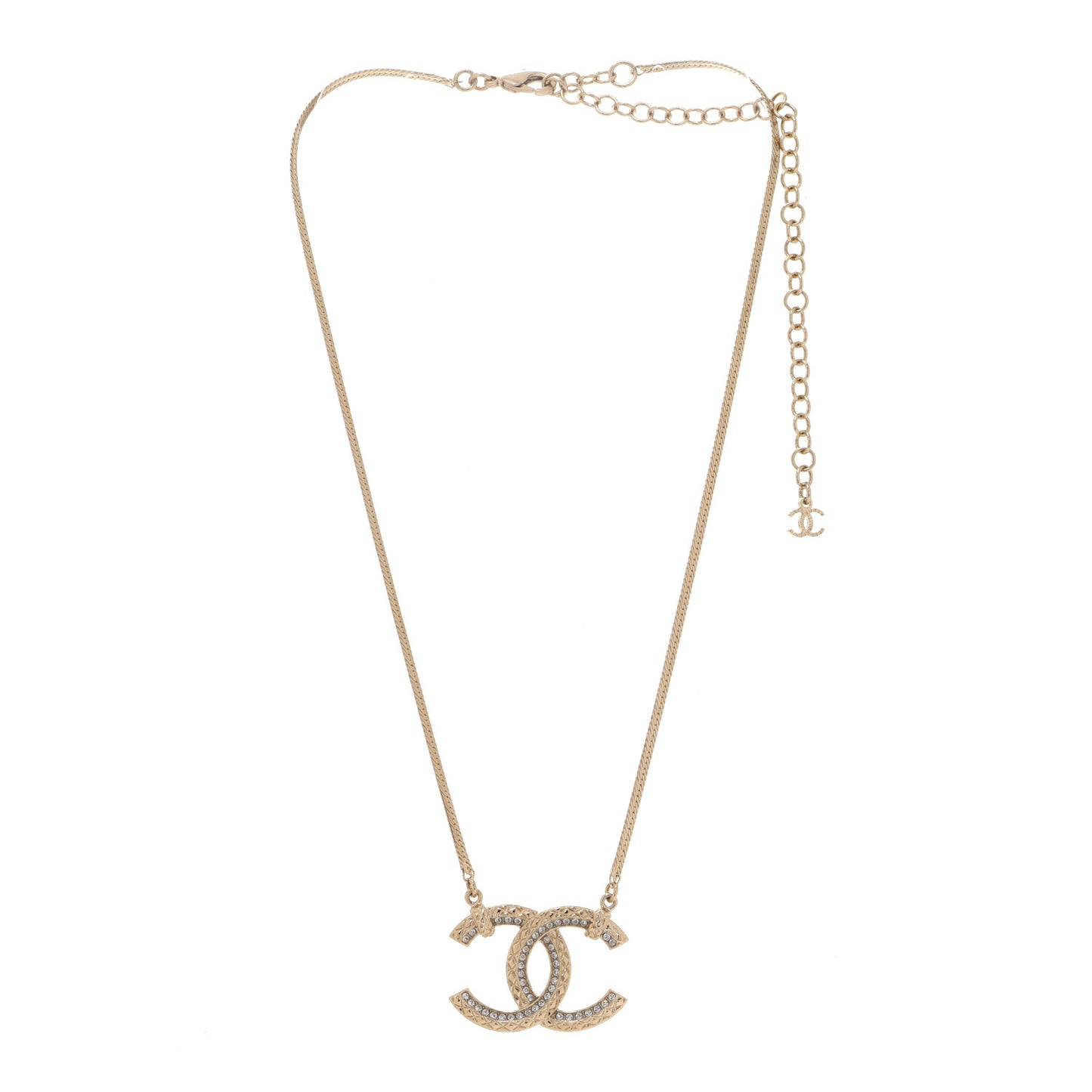 Crystal CC Chain Necklace Gold