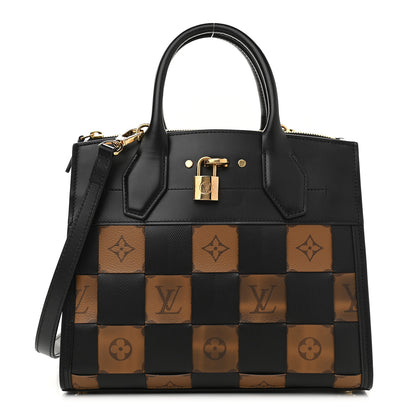 Louis Vuitton Calfskin Monogram Damier Tressage City Steamer PM Black 1 of 10