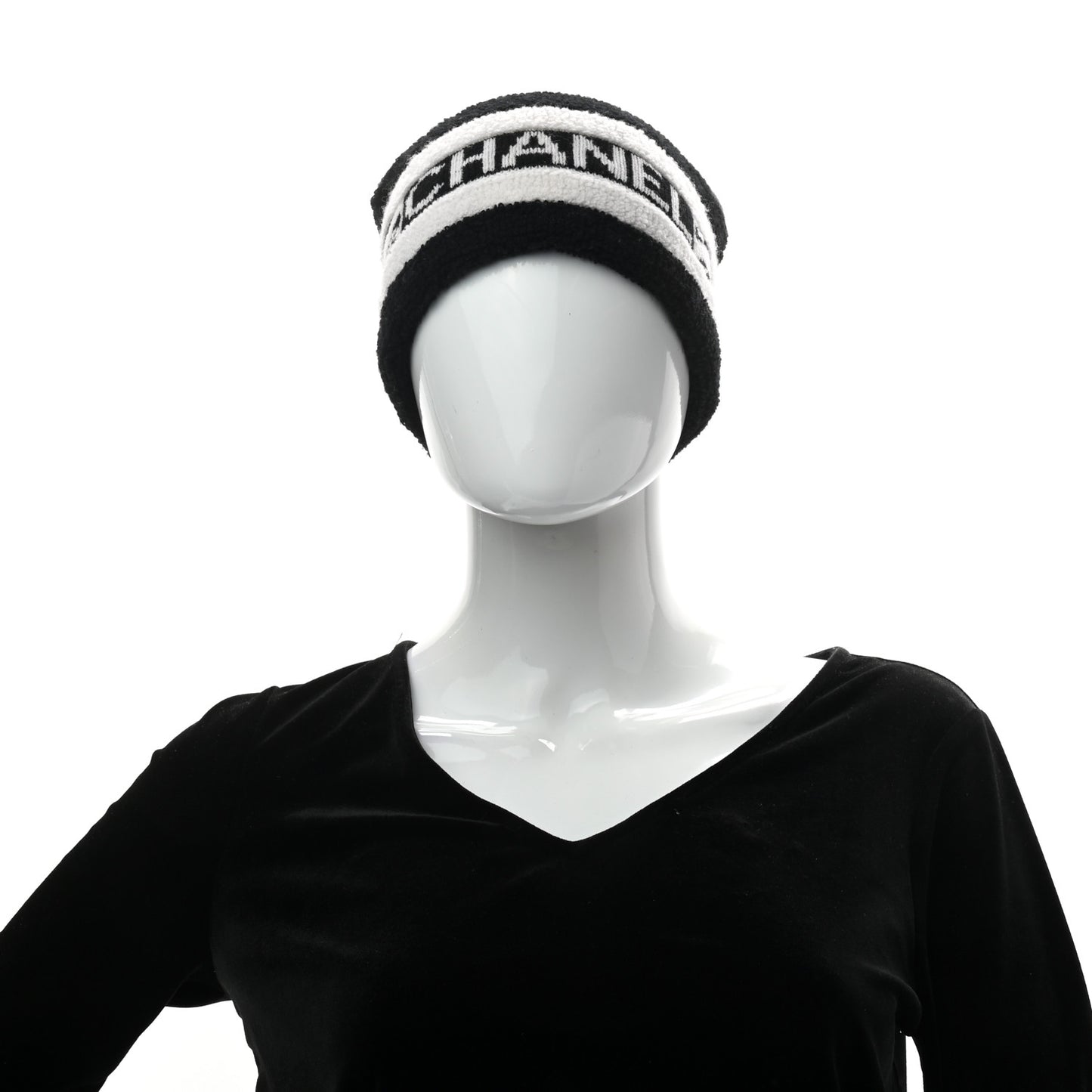 Cashmere CC Beanie Hat Ecru Black