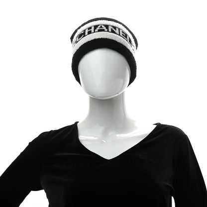 Chanel Cashmere CC Beanie Hat Ecru Black 2 of 4