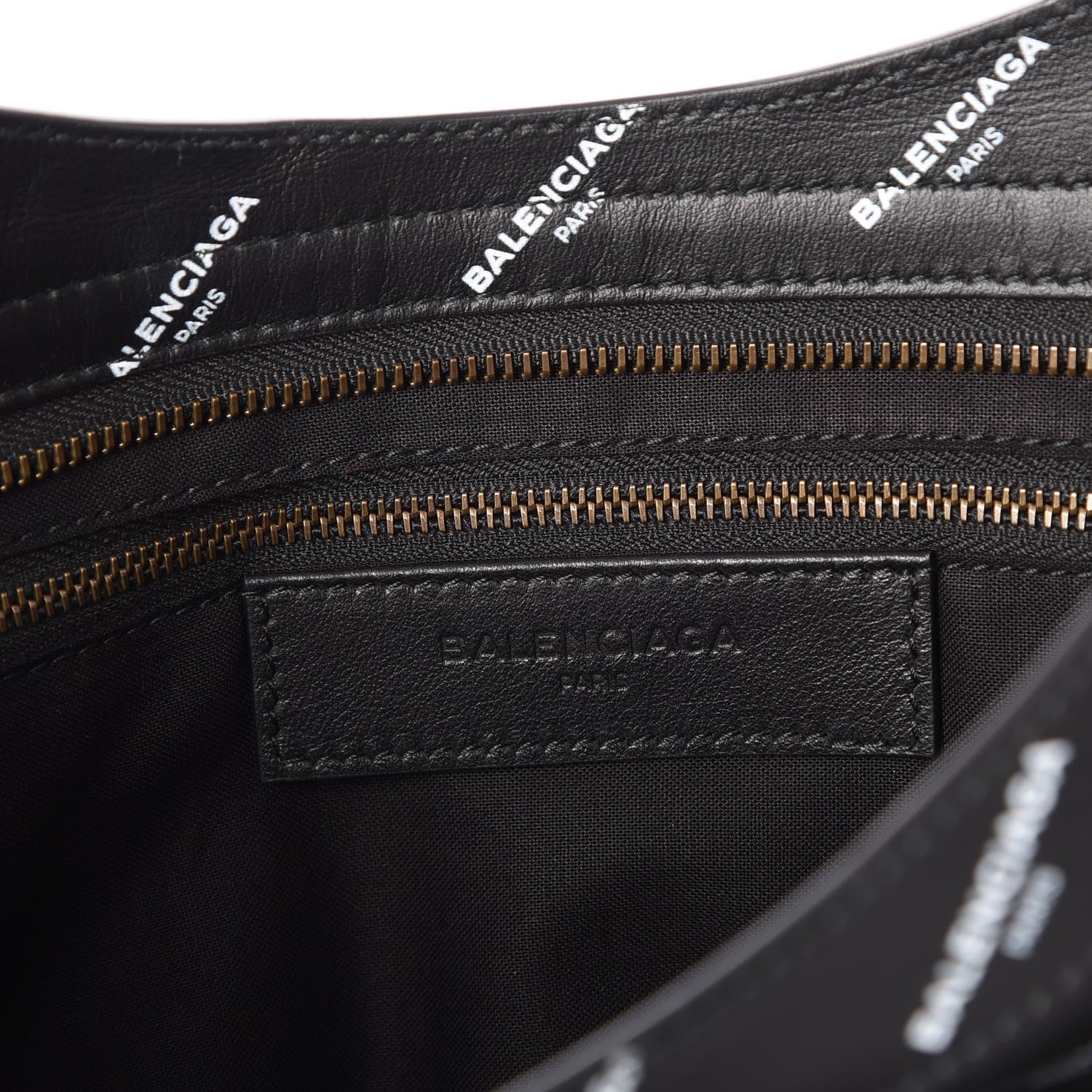 Balenciaga Veau Allover Logo Classic Hardware City Black White 7 of 8