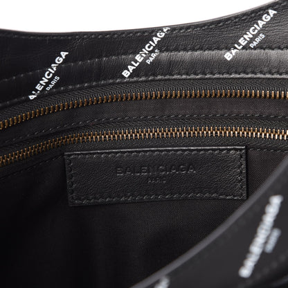Balenciaga Veau Allover Logo Classic Hardware City Black White 7 of 8