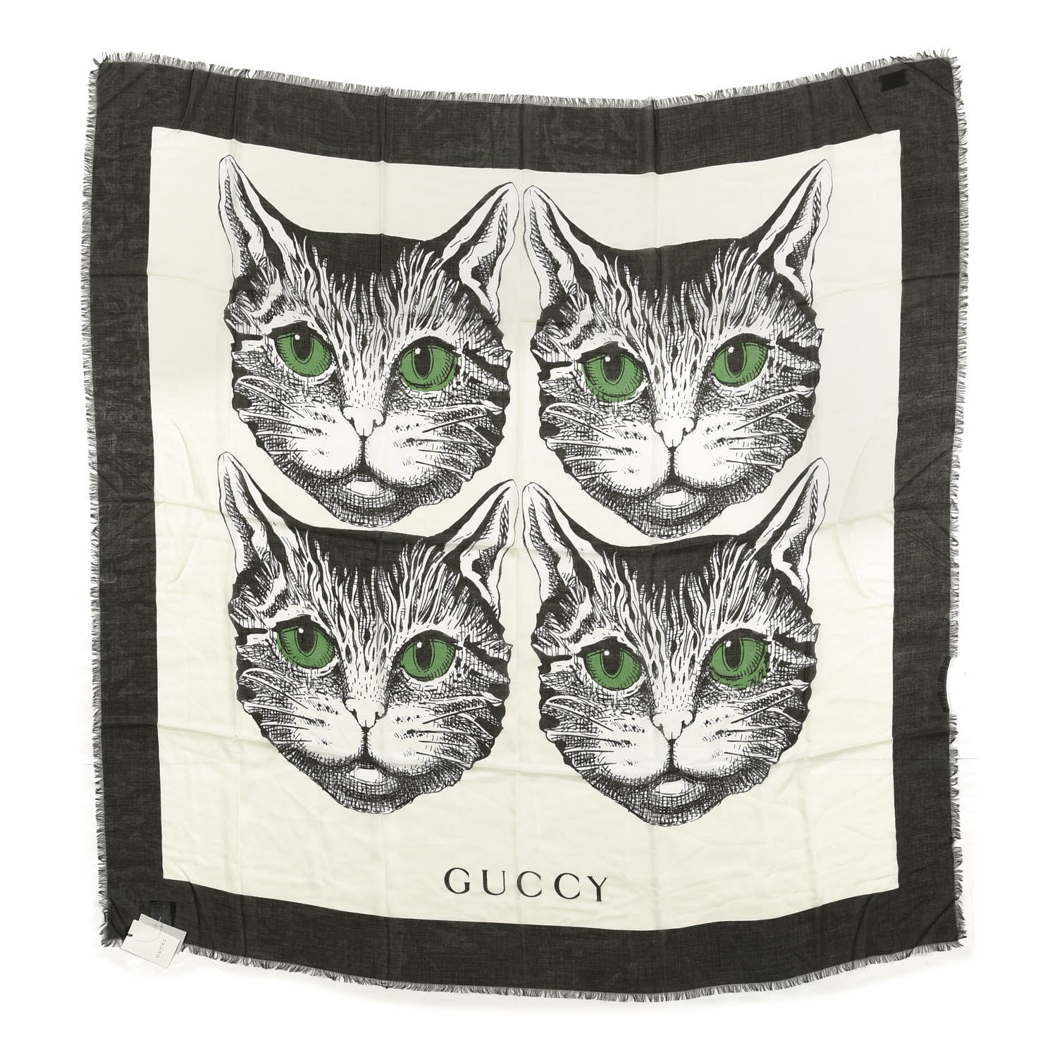Gucci Silk Mystic Cat Square Scarf White 1 of 3
