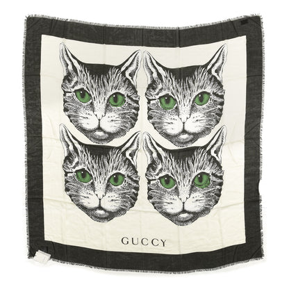 Gucci Silk Mystic Cat Square Scarf White 1 of 3