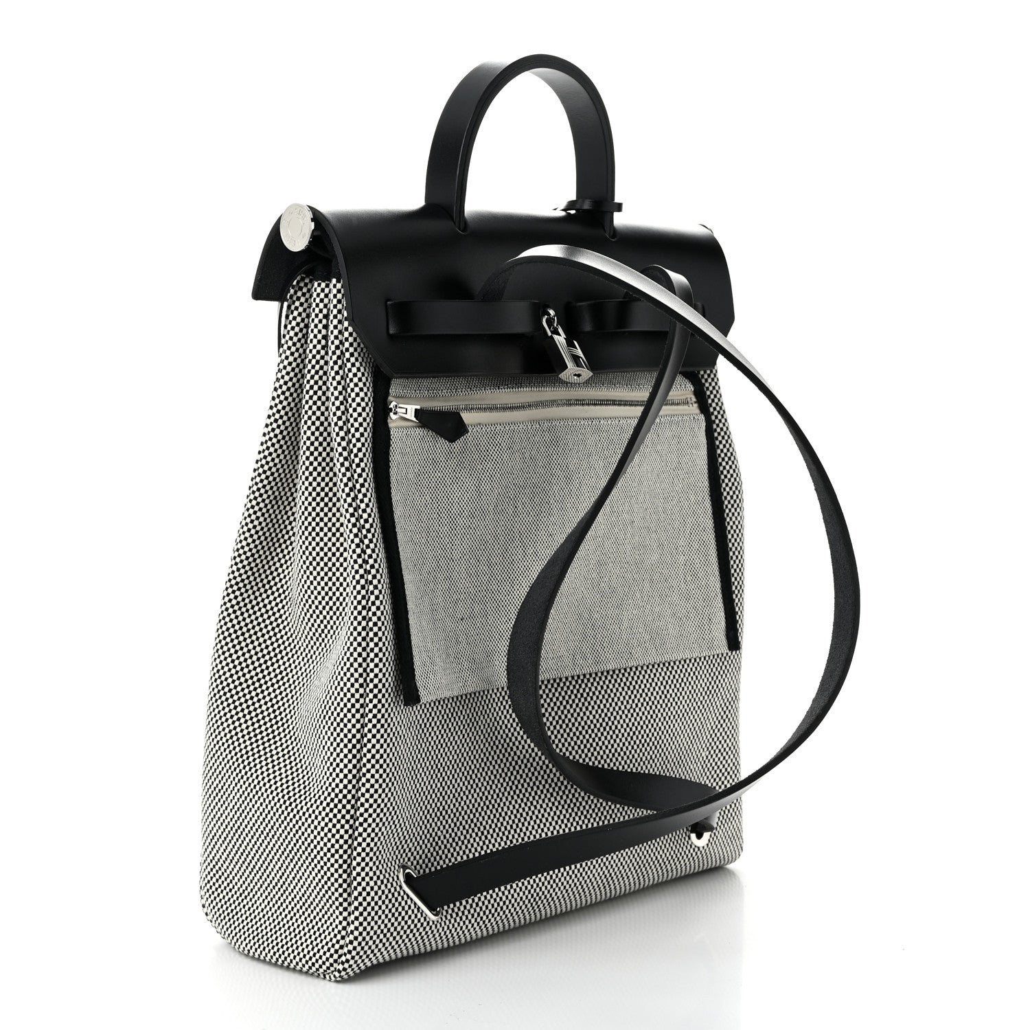 Hermes Criss Viking Vache Hunter Herbag a Dos Zip Retourne Backpack Ecru Black 4 of 11