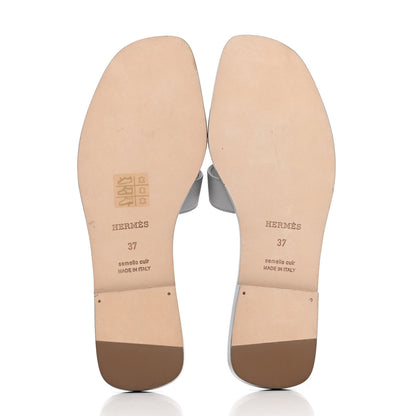 Hermes Epsom Oran Sandals 37 Bleu Glacier 4 of 4