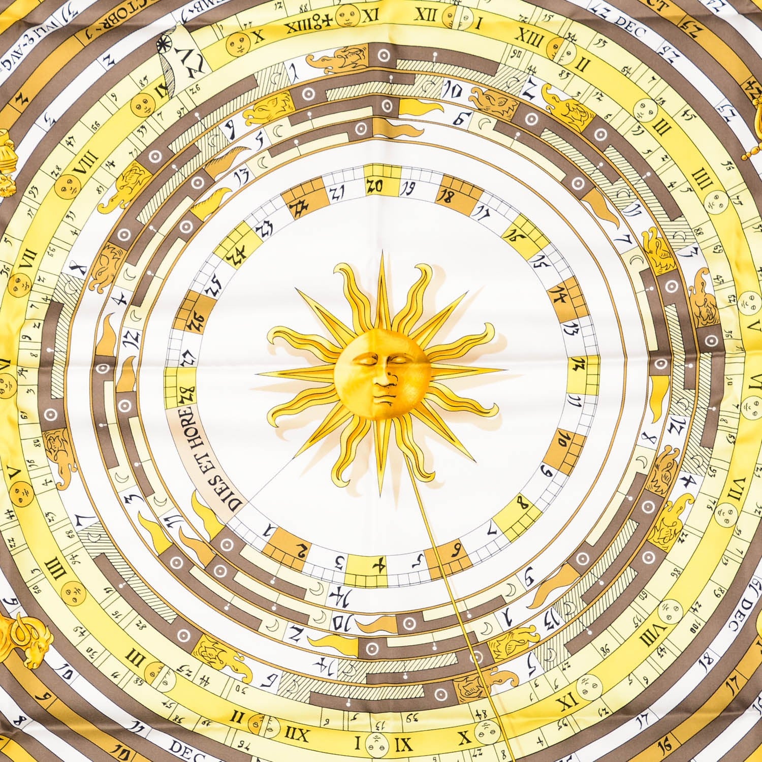 Hermes Silk Astrologie Scarf 90 Blanc Or Tilleul 1 of 4