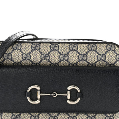 Gucci GG Supreme Monogram Textured Dollar Calfskin Small Horsebit 1955 Shoulder Bag Beige Blue 8 of 11