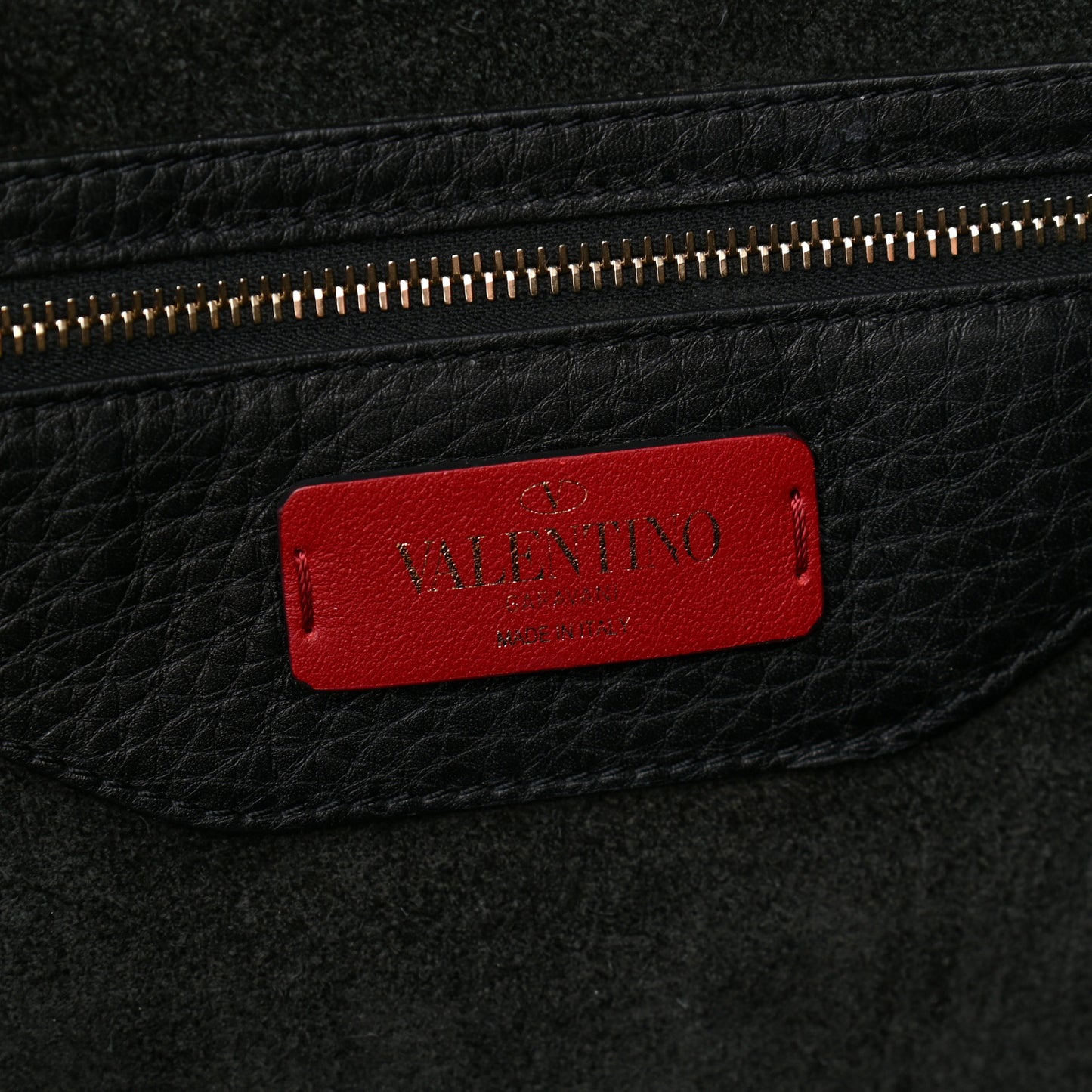 Grained Calfskin Rockstud Shoulder Tote Black