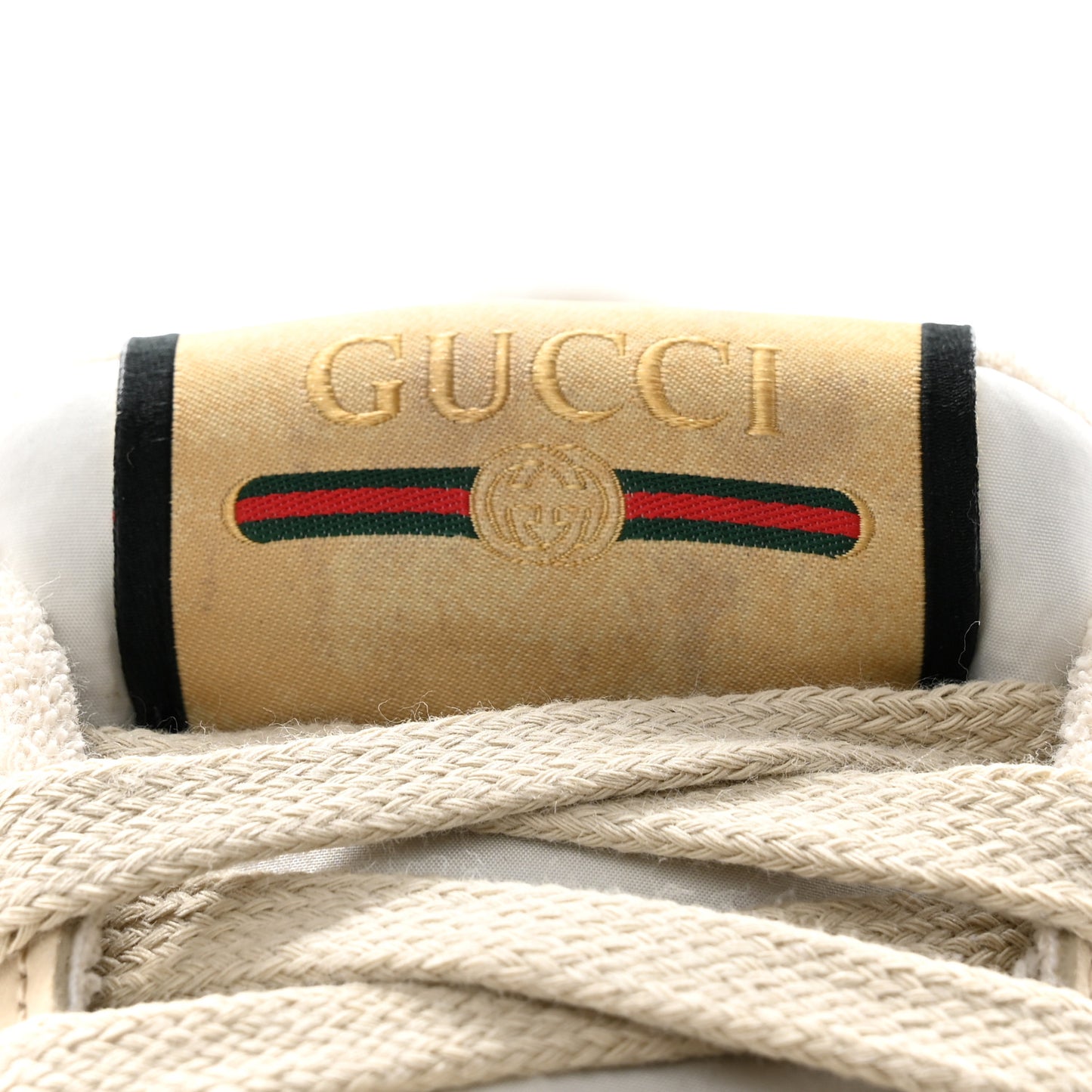 New GG Monogram Nubuck Web Crystal Embellished Womens Screener Sneakers 37 Camel Ebony Wild Rose