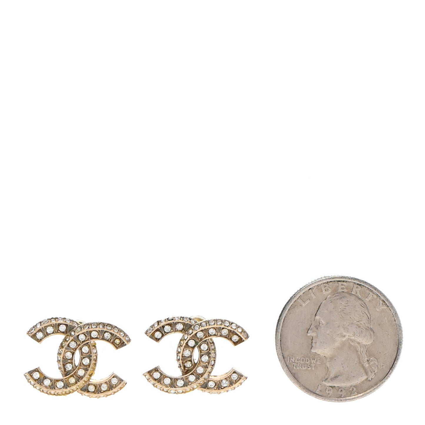 Crystal Timeless CC Earrings Light Gold