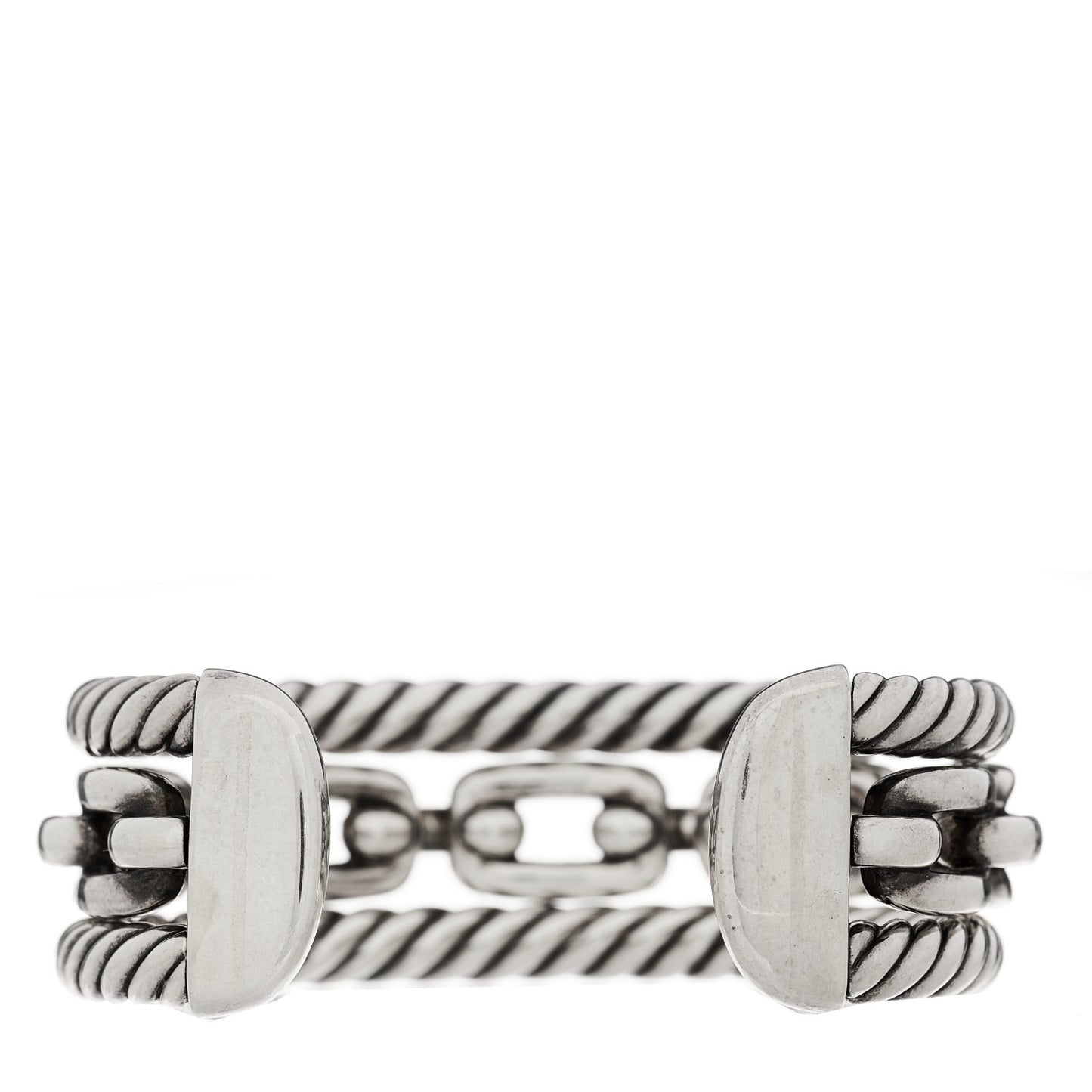 Sterling Silver 18K Yellow Gold Wellesley Link Three-Row Cuff Bracelet