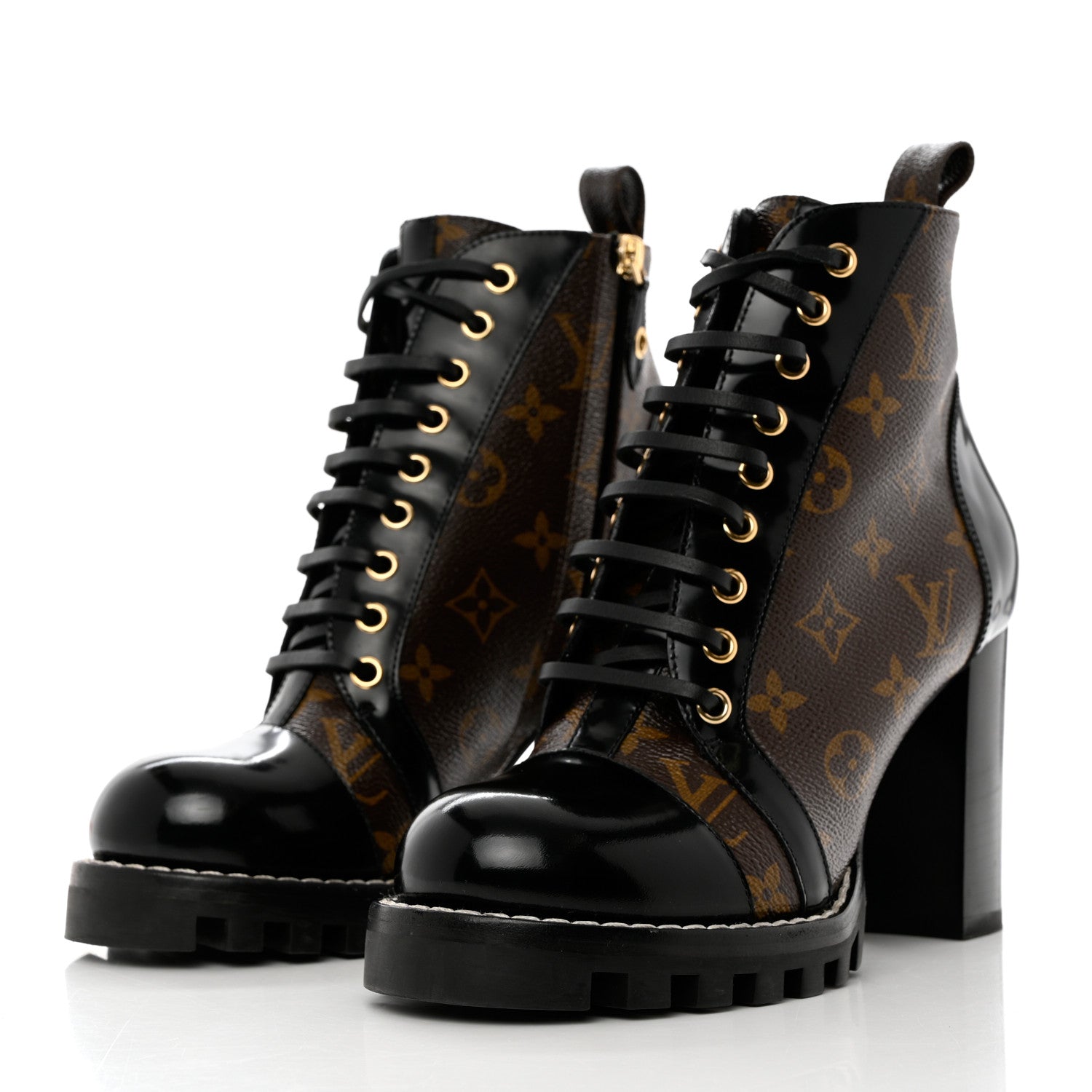 Louis Vuitton Patent Calfskin Monogram Star Trail Ankle Boots 39 Black 3 of 12