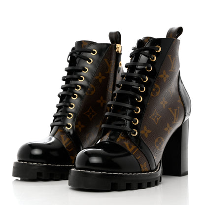 Louis Vuitton Patent Calfskin Monogram Star Trail Ankle Boots 39 Black 3 of 12