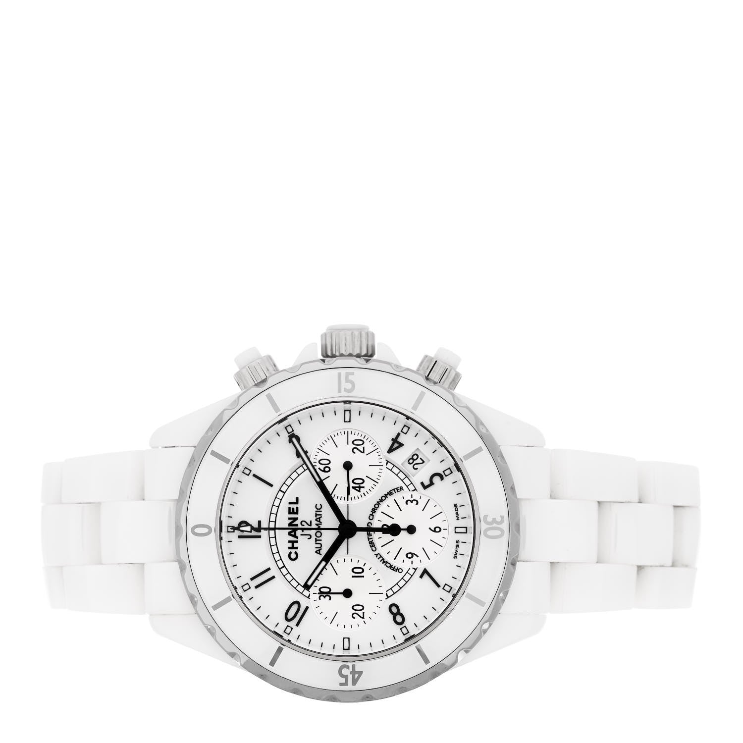 Chanel Stainless Steel Ceramic 41mm J12 Chronograph Automatic Watch White 2 of 4