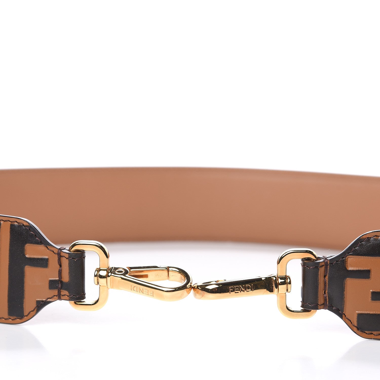 Fendi Calfskin FF 1974 Embossed Strap You Tobacco Black 3 of 5