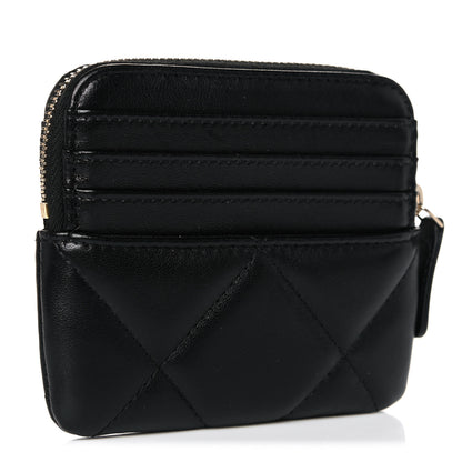 Chanel Lambskin Quilted Chanel 19 Zip Card Holder Wallet Black 3 of 8