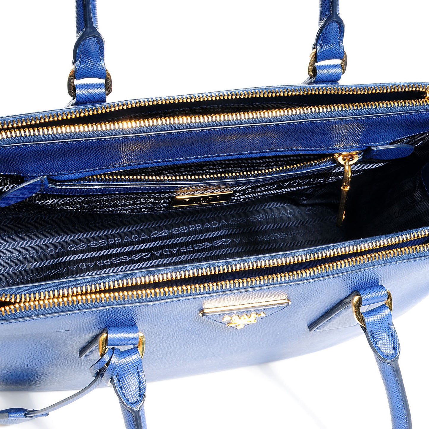 Saffiano Lux Small Double Zip Tote Bleuette