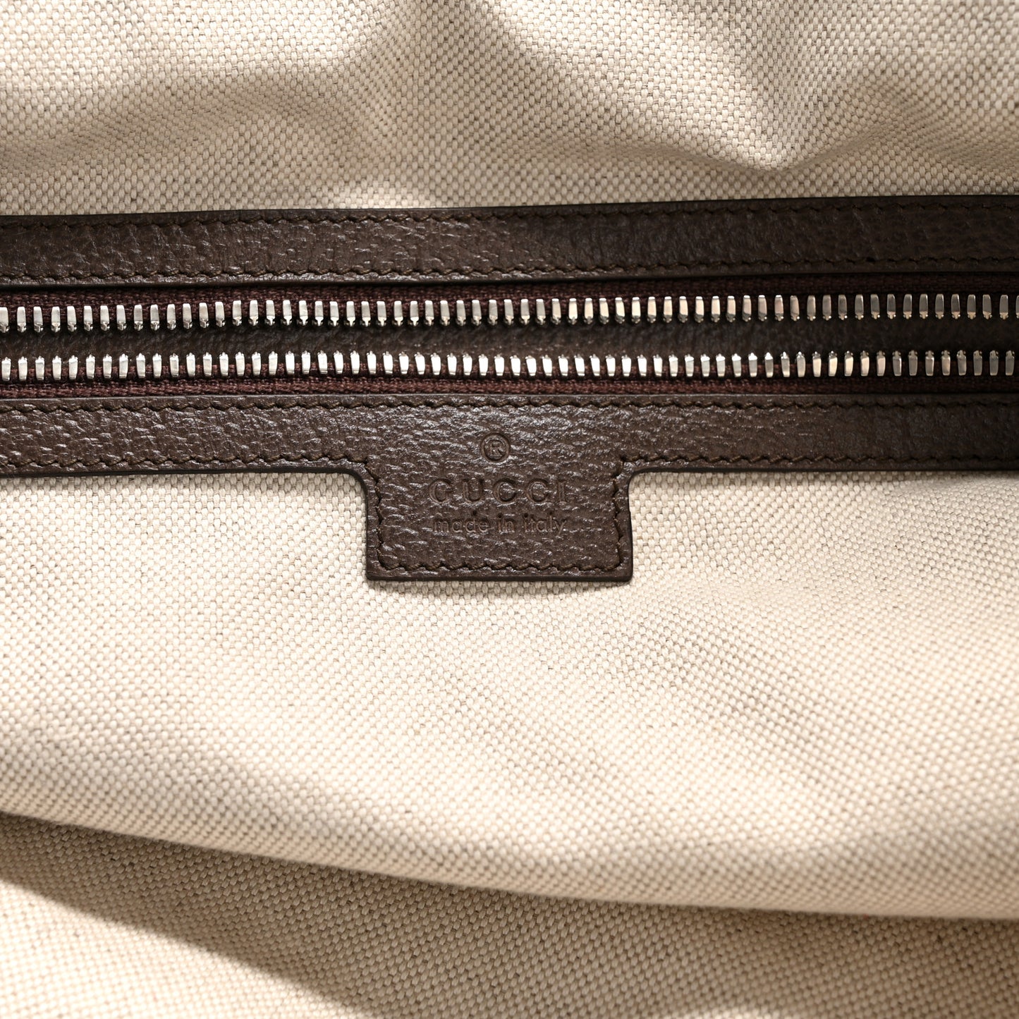 Canvas Logo Embossed Ophidia Tote Beige