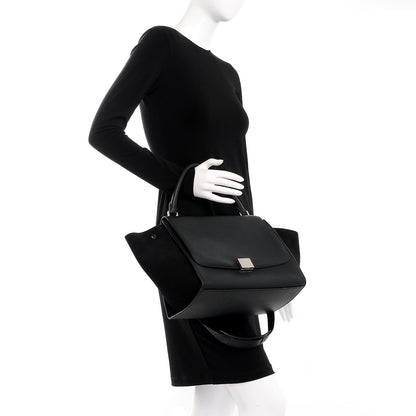 Celine Drummed Calfskin Suede Medium Trapeze Black 3 of 11