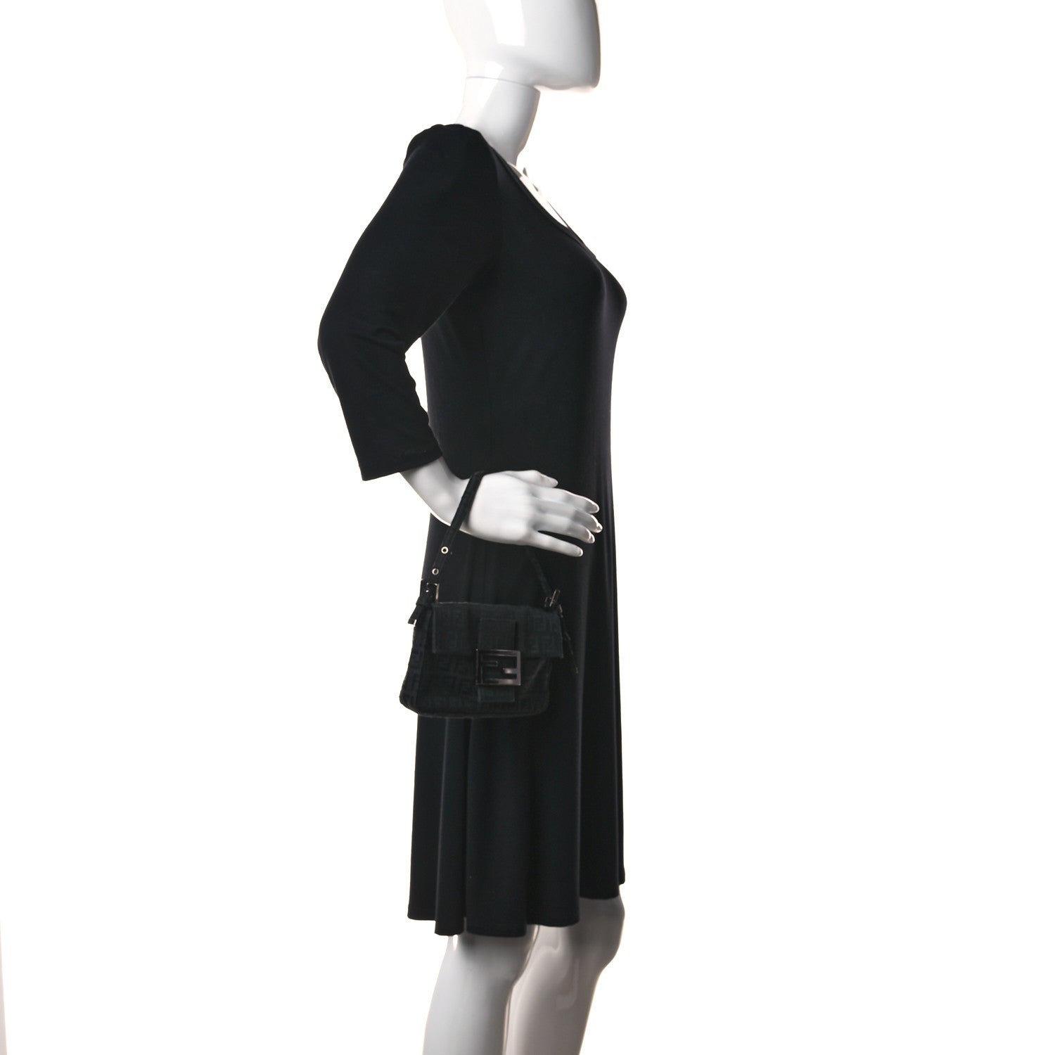 Fendi Zucchino Mini Baguette Black 2 of 14