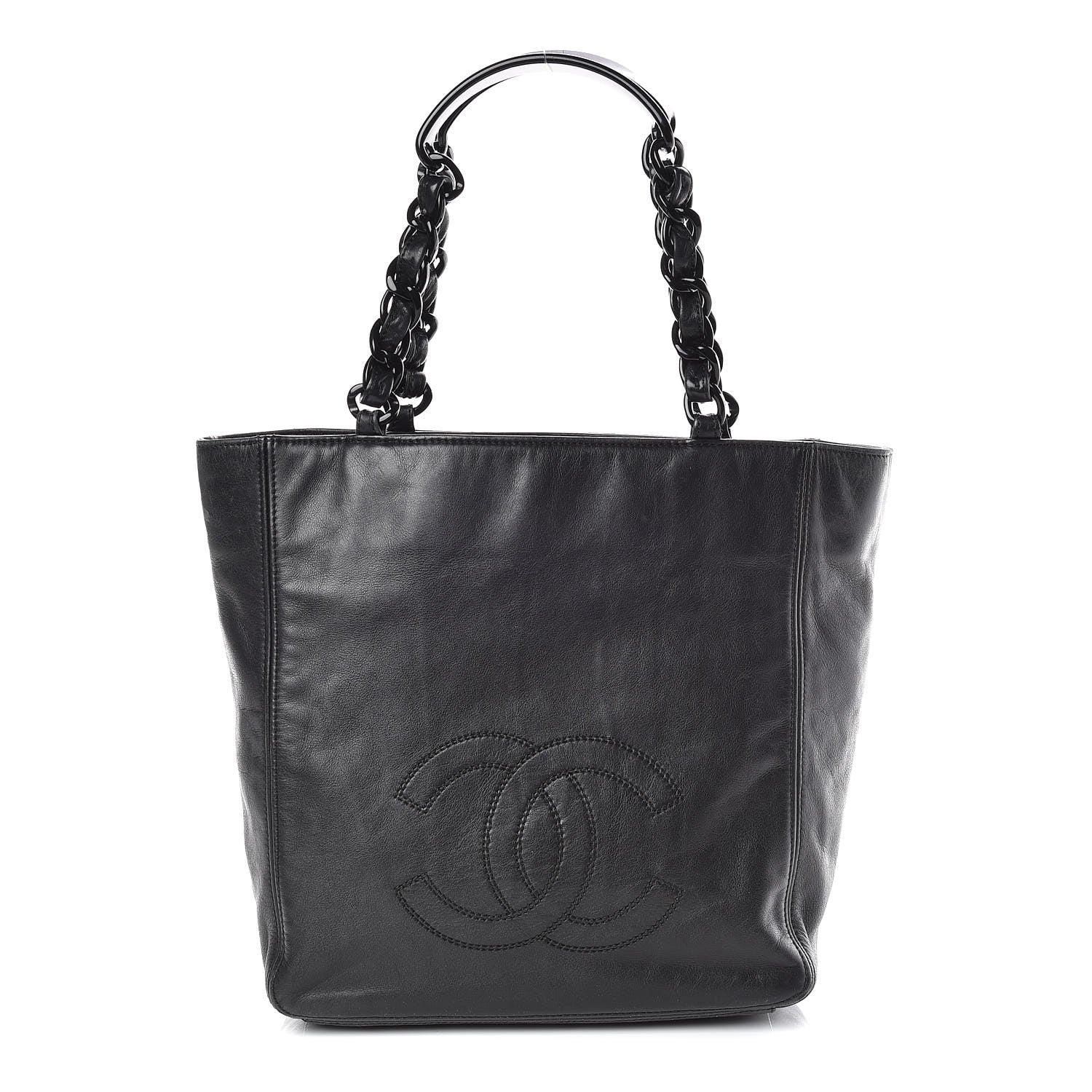 Chanel Lambskin Chain Small CC Tote Black 1 of 9