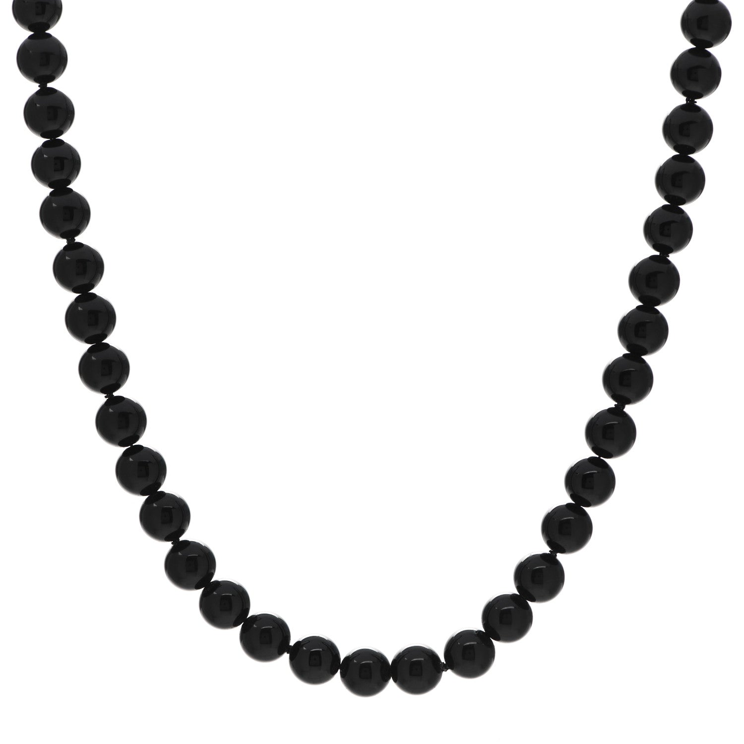 Tiffany Sterling Silver Black Onyx Bead Toggle Necklace 1 of 4