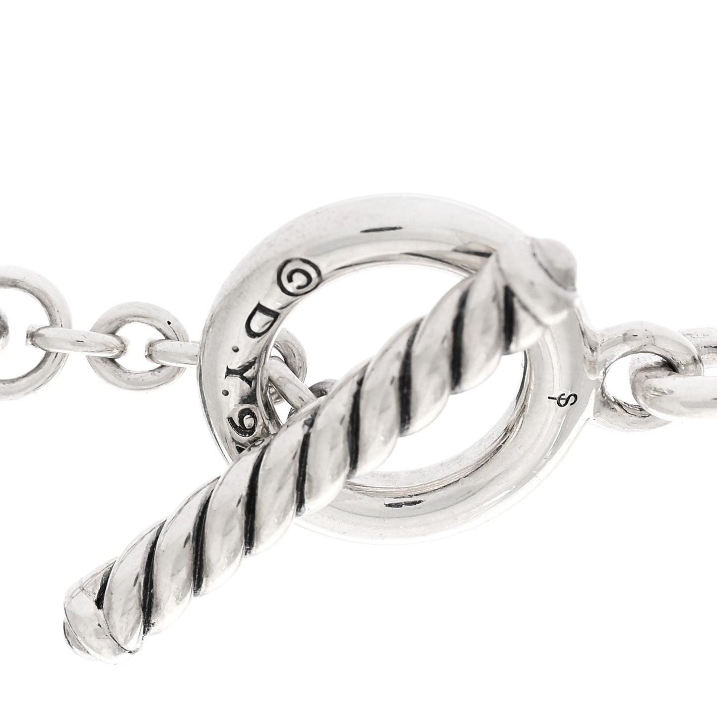 Sterling Silver Diamond Wellesley Link Toggle Necklace