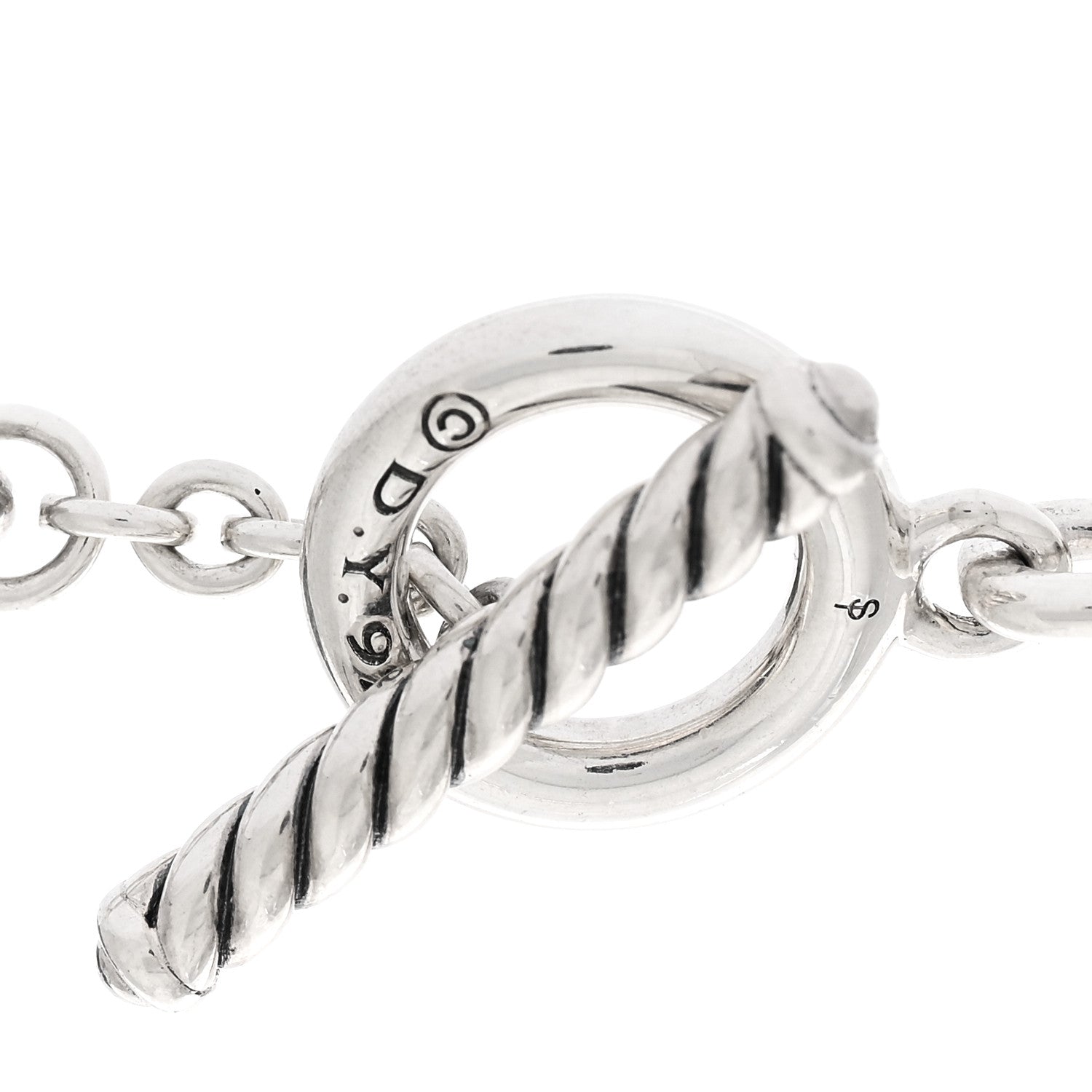 David Yurman Sterling Silver Diamond Wellesley Link Toggle Necklace 4 of 4