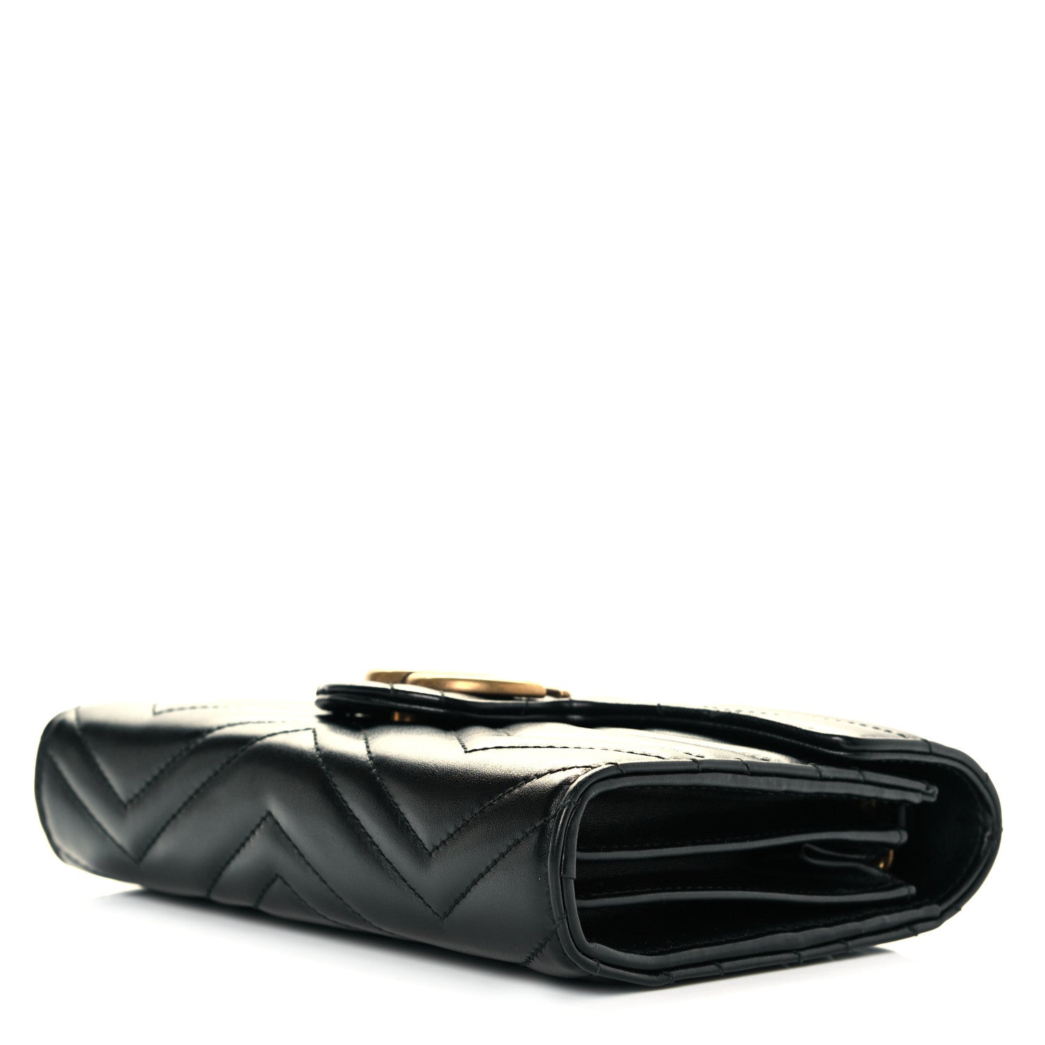 Gucci Calfskin Matelasse GG Marmont Chain Wallet Black 5 of 8