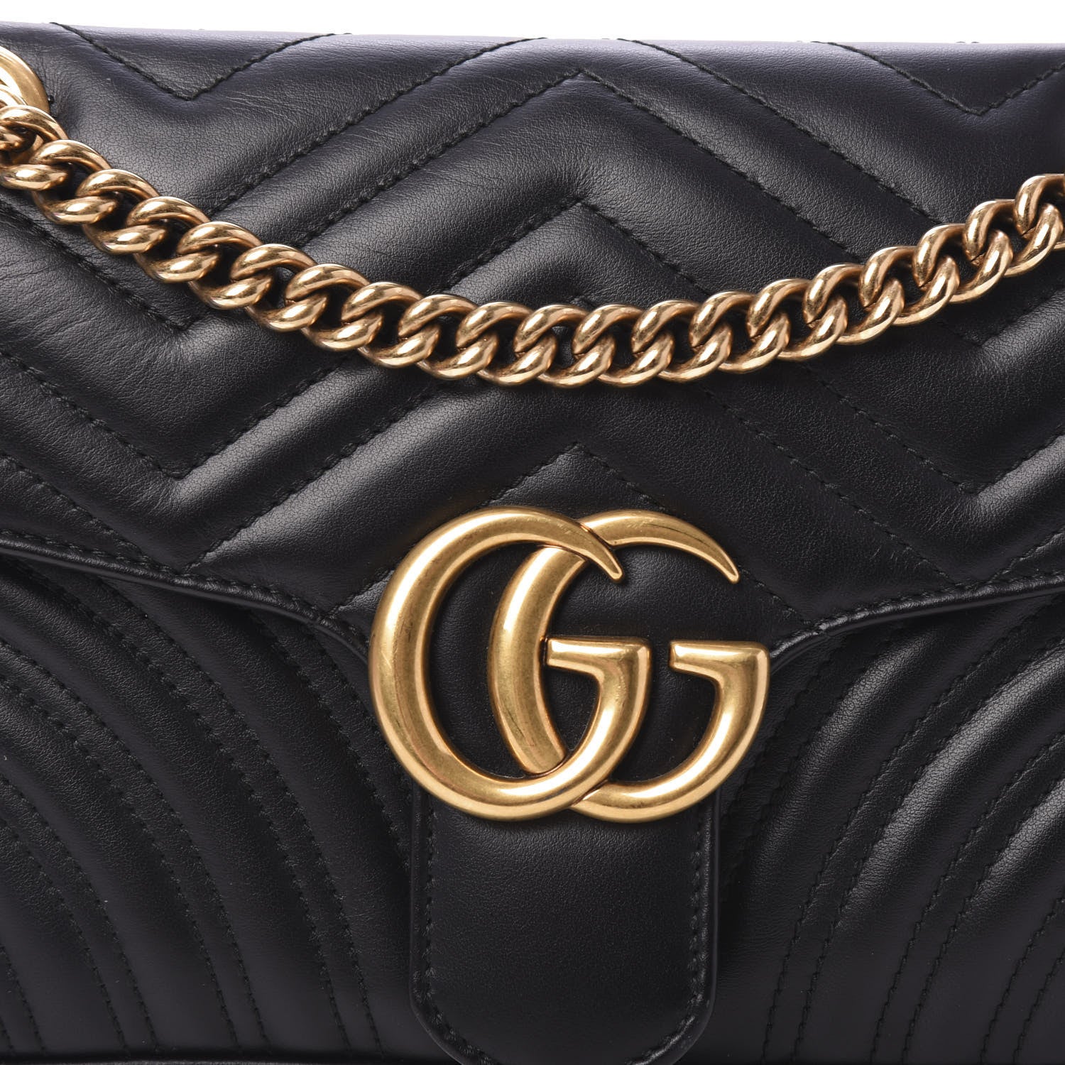 Gucci Calfskin Matelasse Small GG Marmont Shoulder Bag Black 11 of 11