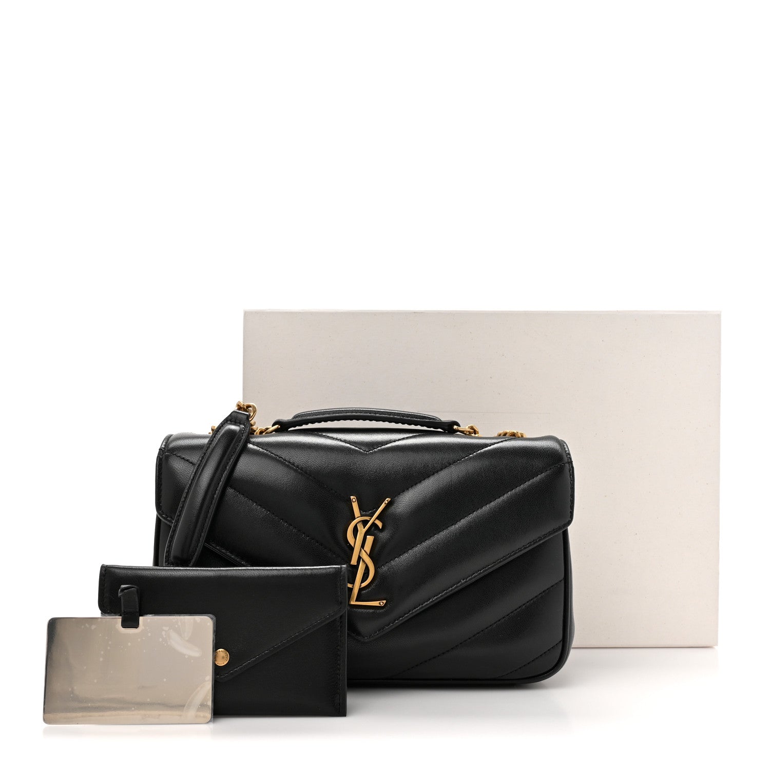 Saint Laurent Lambskin Chevron Quilted Small Loulou Black 13 of 13
