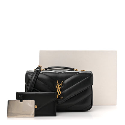Saint Laurent Lambskin Chevron Quilted Small Loulou Black 13 of 13