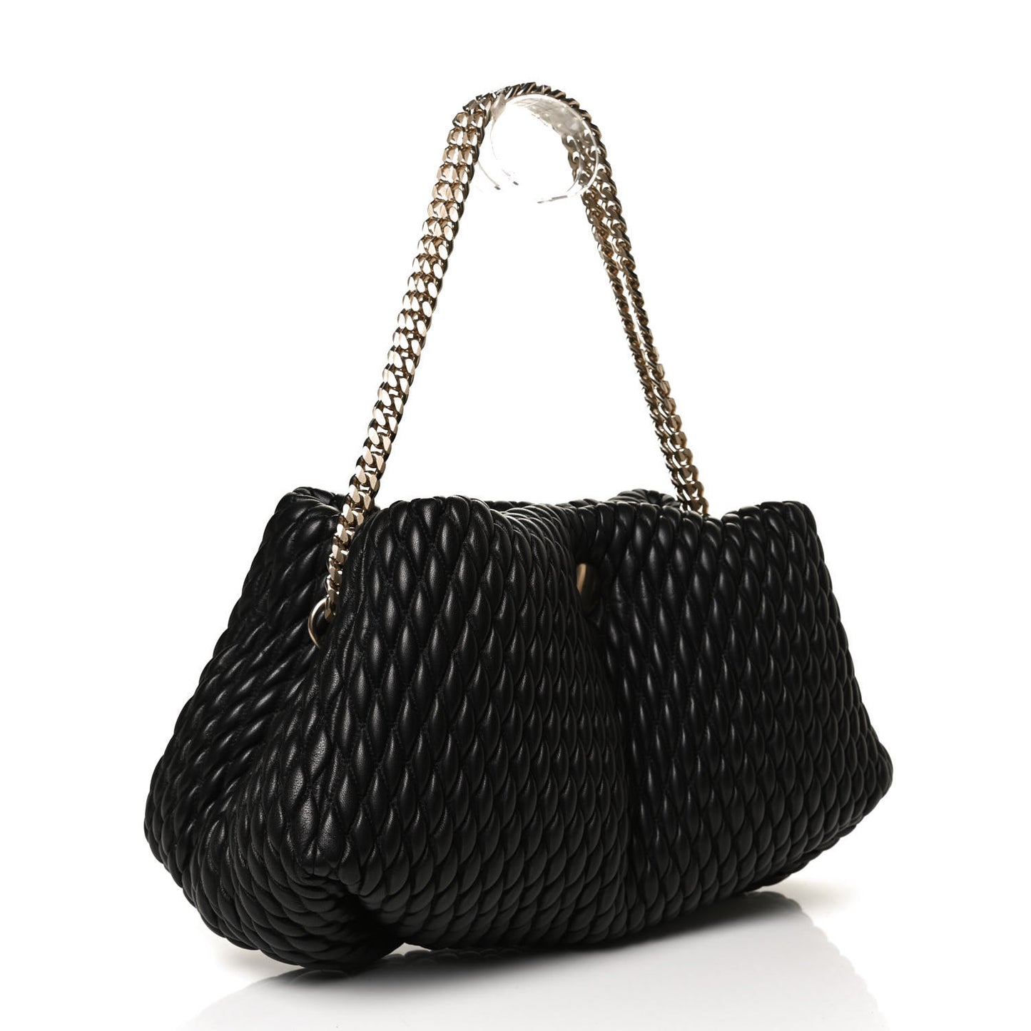 Lambskin Quilted Tobo Chain Shoulder Bag Black