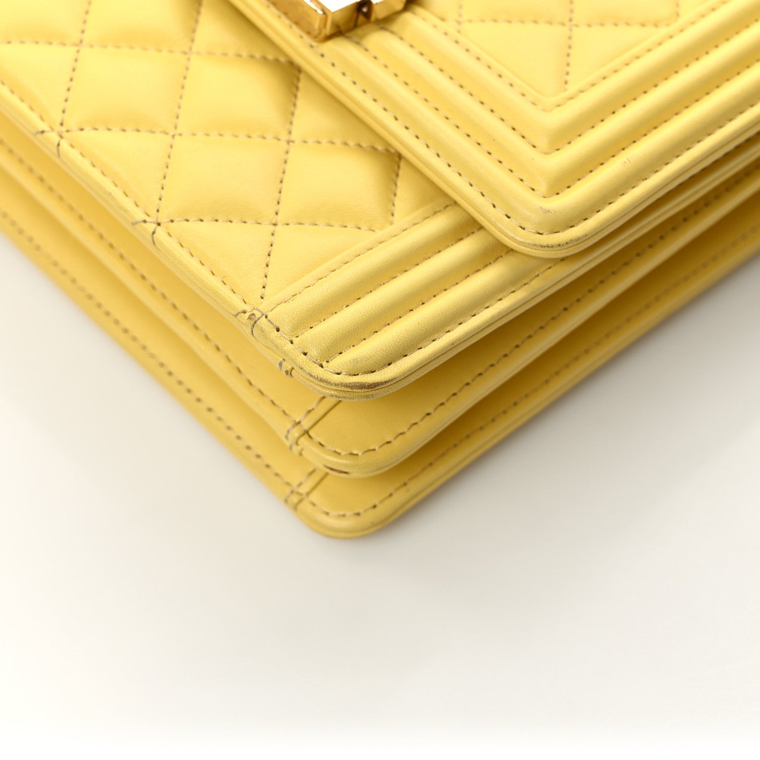 Chanel Calfskin Quilted North South Boy Flap Yellow 11 of 13