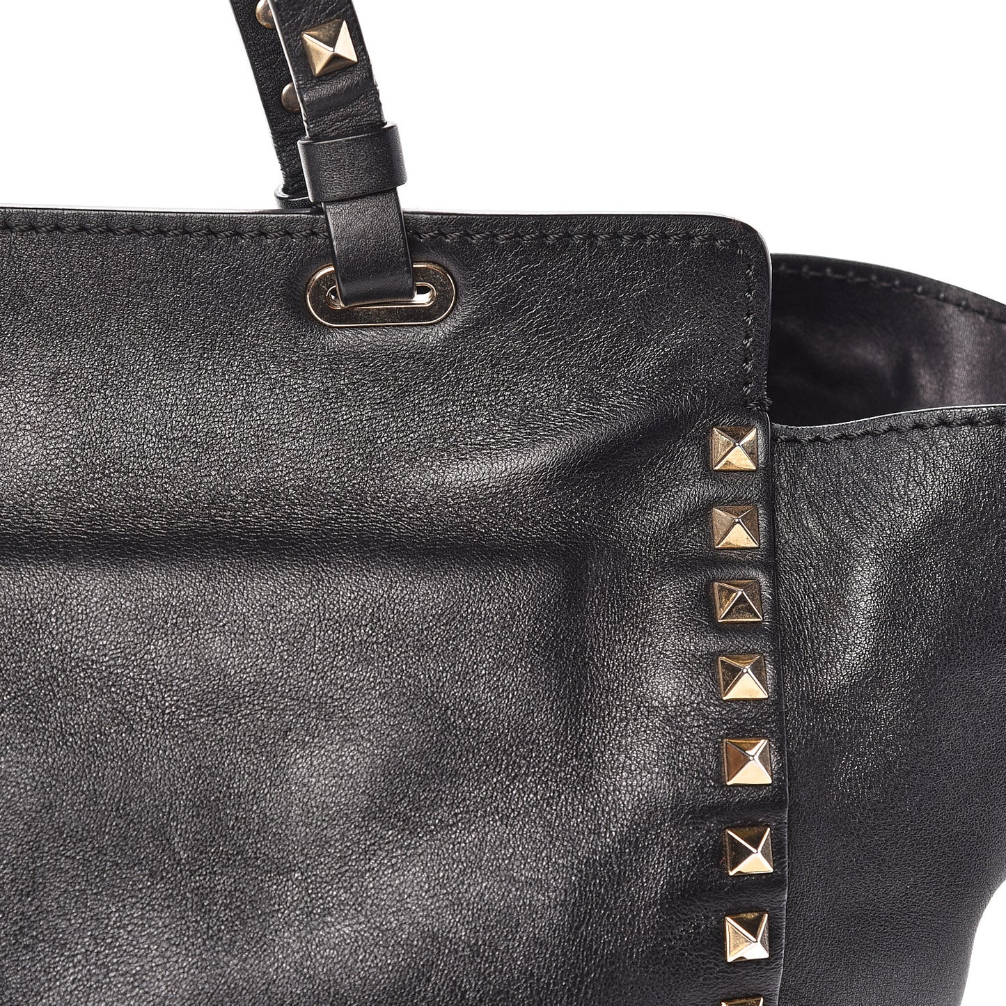 Vitello Medium Rockstud Tote Black