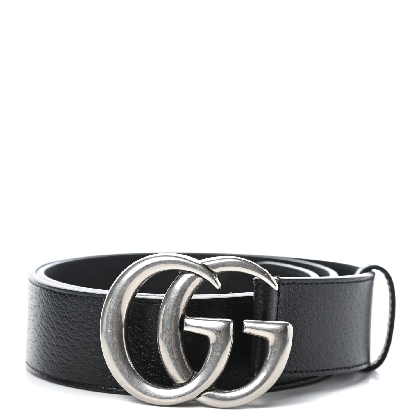 Textured Dollar Calfskin Nickel Double G 40mm Belt 85 34 Black