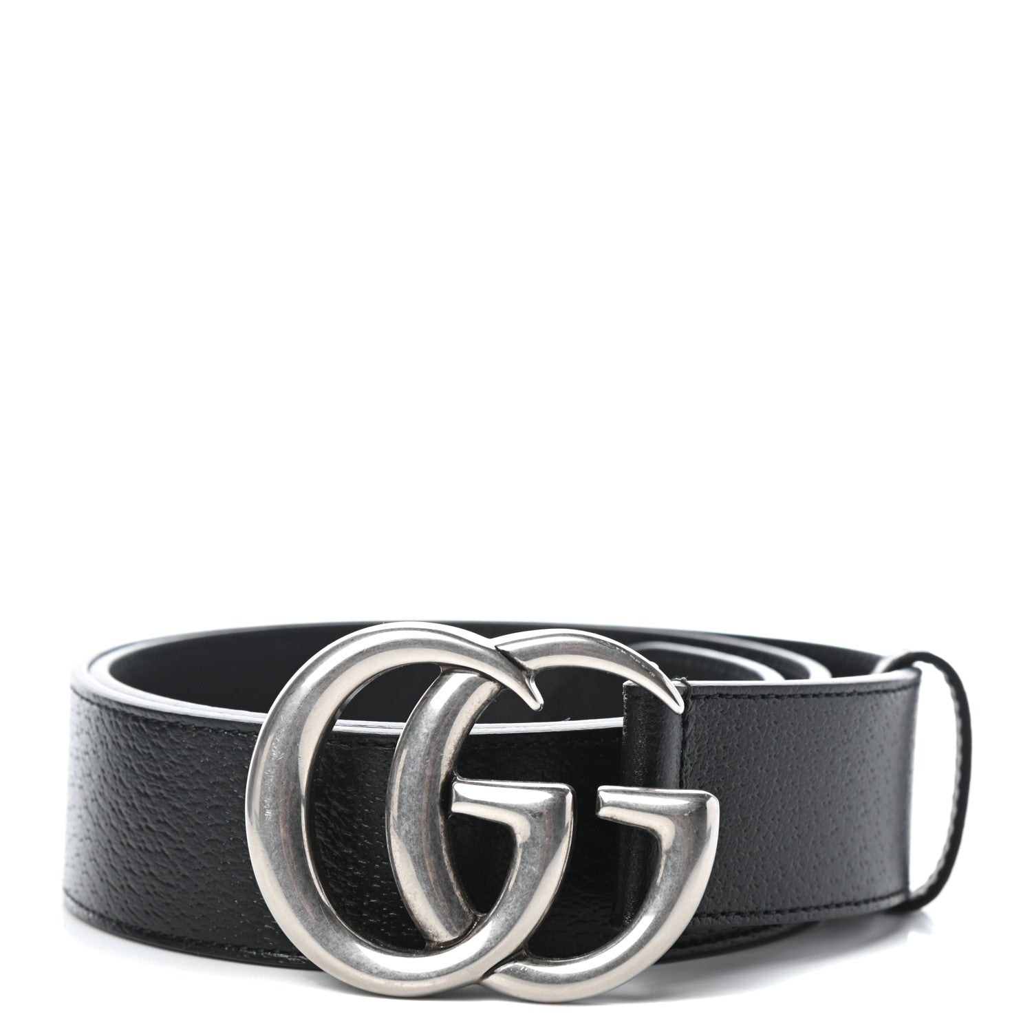 Gucci Textured Dollar Calfskin Nickel Double G 40mm Belt 85 34 Black 1 of 5
