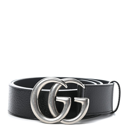 Gucci Textured Dollar Calfskin Nickel Double G 40mm Belt 85 34 Black 1 of 5