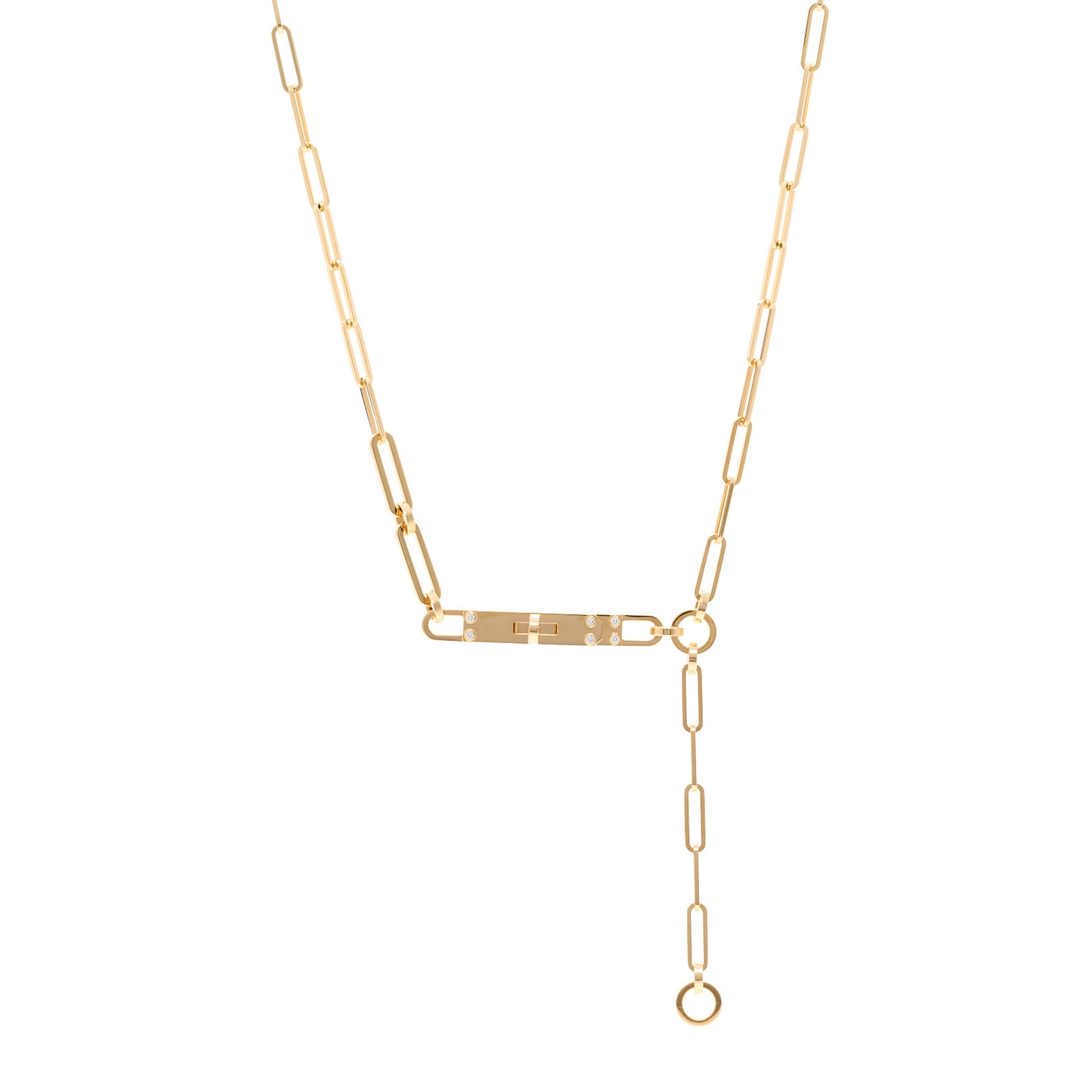 18K Yellow Gold Diamond PM Kelly Chaine Lariat Necklace ST
