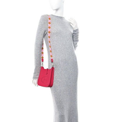 Hermes Taurillon Clemence Flipperball Sangle Evelyne TPM Framboise 2 of 10