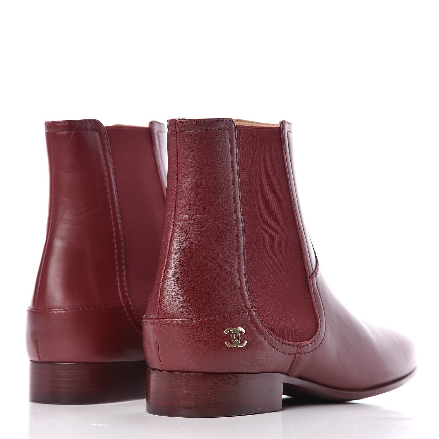 Chanel Calfskin Chelsea CC Short Boots 37.5 Bordeaux 4 of 10