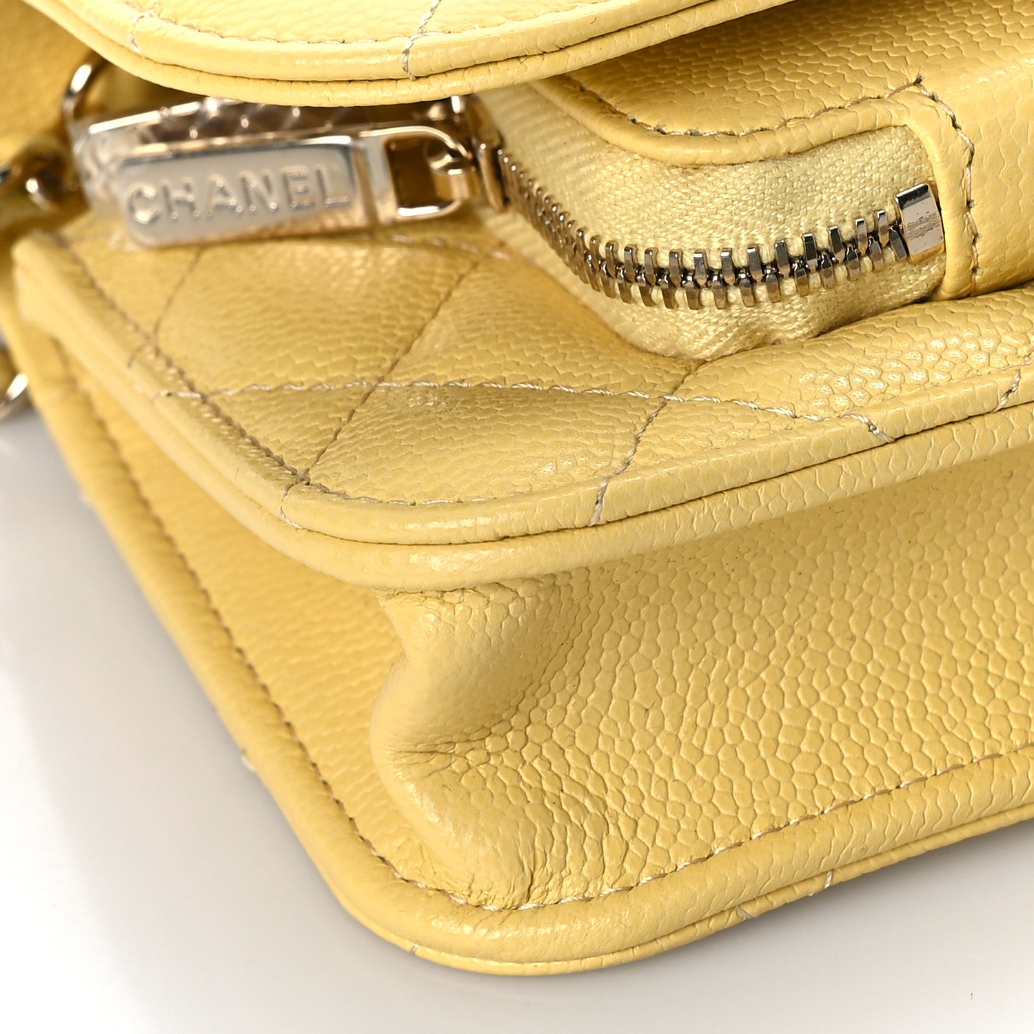 Chanel Caviar Quilted Business Affinity Clutch With Chain Flap Yellow 9 of 11