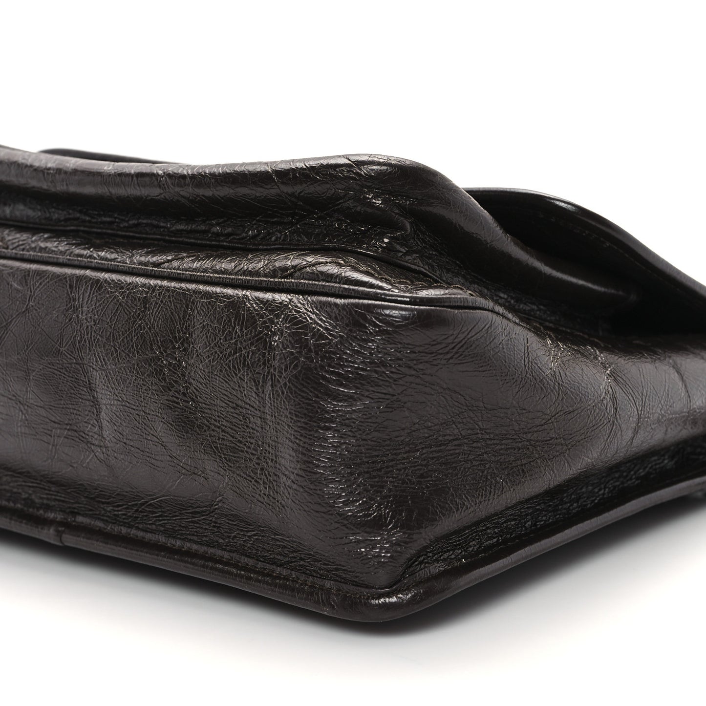 Crinkled Calfskin Matelasse Monogram Medium Niki Chain Satchel Moka