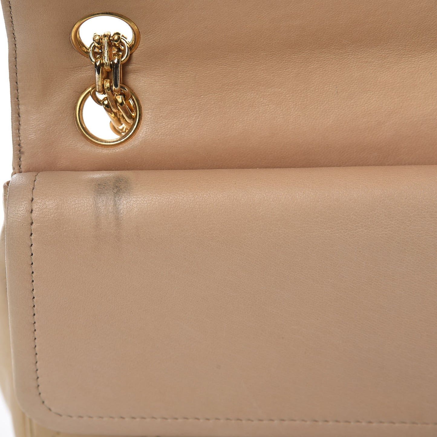 Lambskin Quilted Medium Bijoux Chain Double Flap Beige
