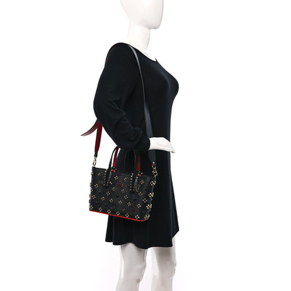Christian Louboutin Calfskin Embellished Spikes Mini East West Cabata Tote Black 3 of 10